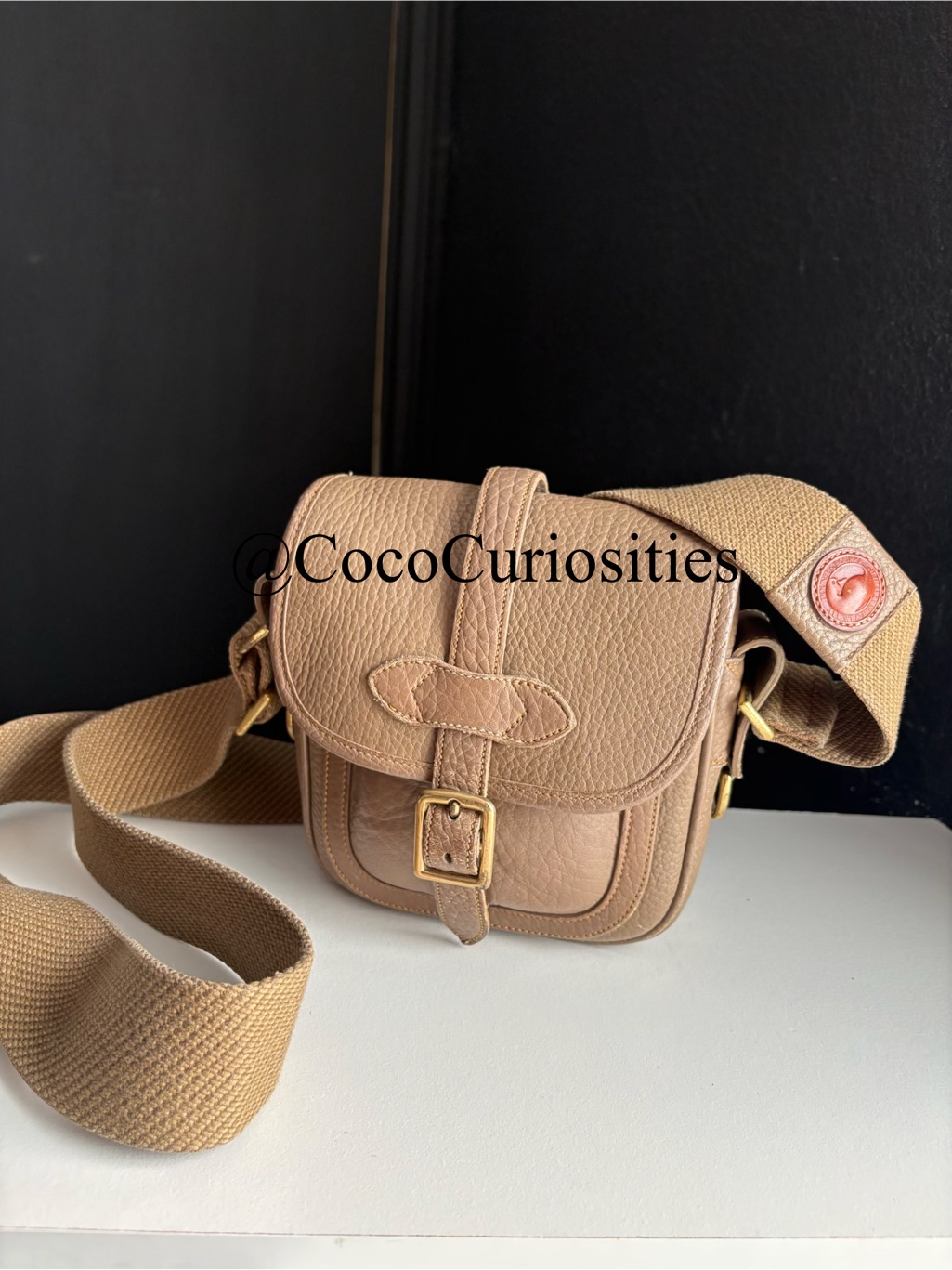 Dooney & Bourke Dark Taupe Leather Webster Scout Crossbody Bag Wide Strap 1994